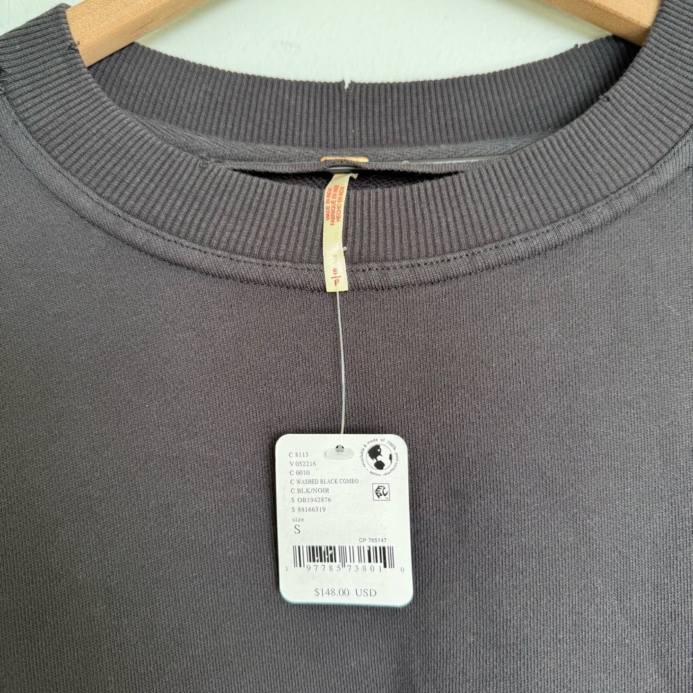 Free People Eleanor Black Combo Striped Sweatshirt Dress - Picture 5 of 8